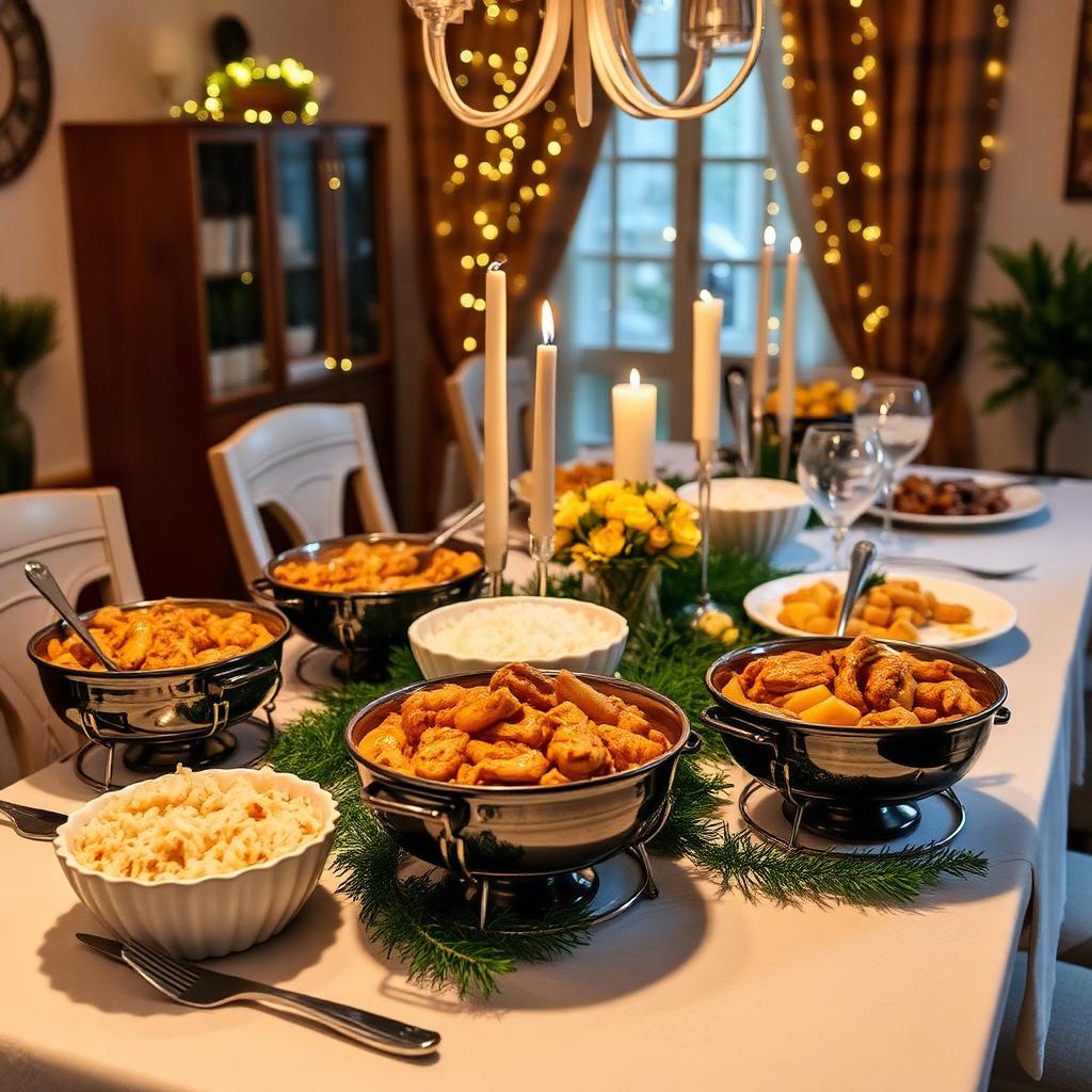 Buffet de strogonoff em festa domiciliar